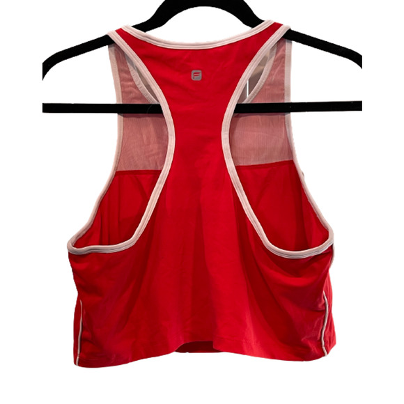 Fabletics Moorea Bra Red White Cropped Longline Workout Athletic Top Bralette - Picture 3 of 9